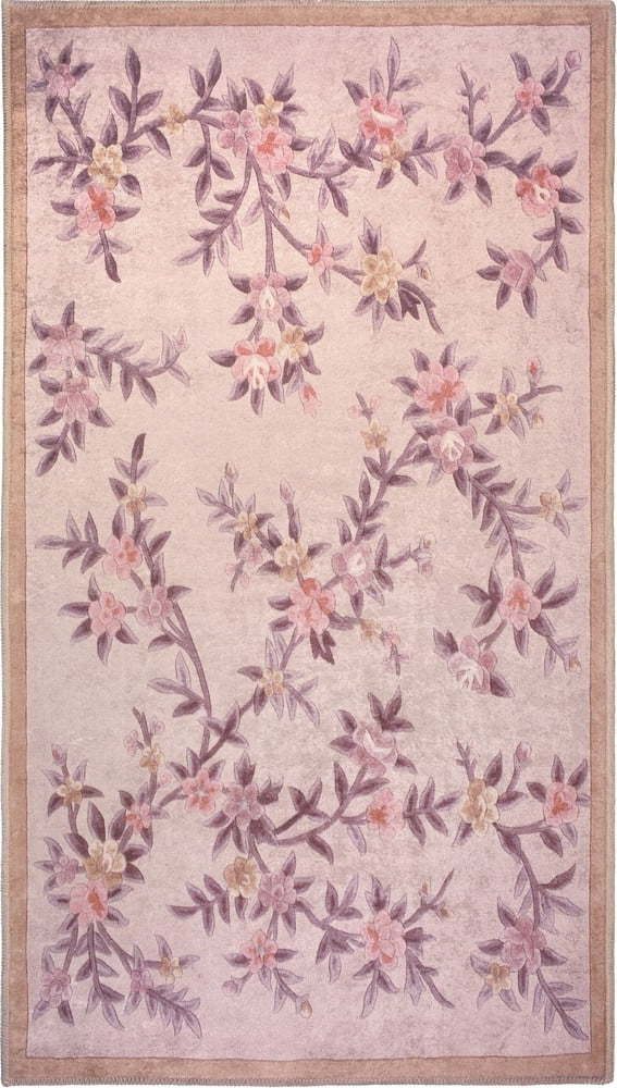 Světle růžový pratelný koberec 150x80