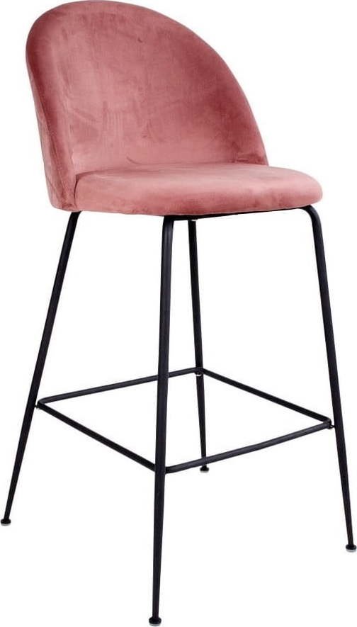 Sada 2 růžových barových židlí se sametovým potahem s