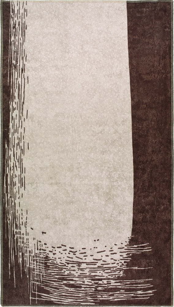 Tmavě hnědo-krémový pratelný koberec 180x120