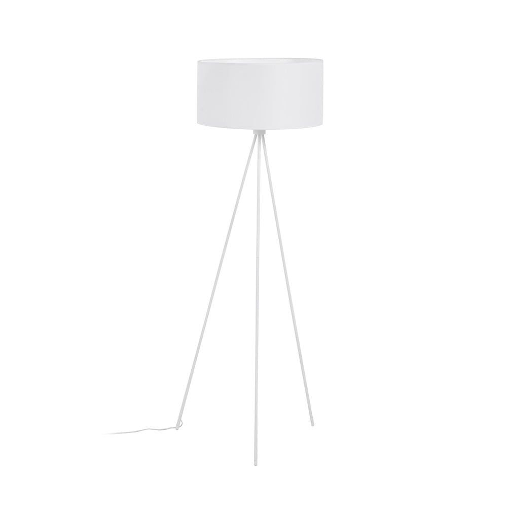 Bílá stojací lampa s textilním stínidlem (výška 157