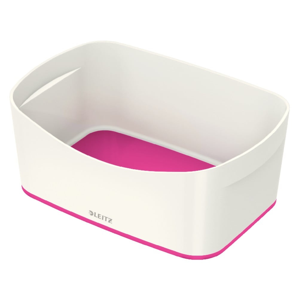 Bílo-růžový plastový úložný box MyBox