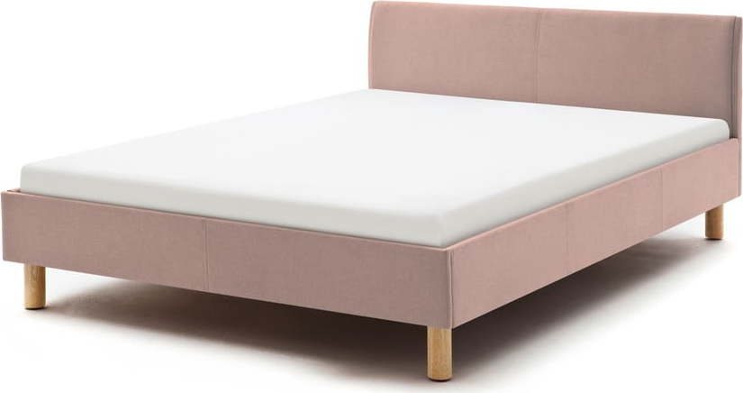 Růžová čalouněná jednolůžková postel 120x200 cm