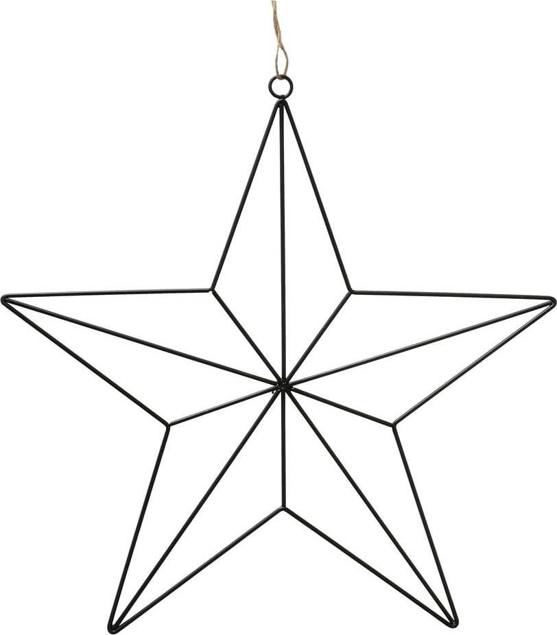 Černá železná vánoční dekorace ve tvaru hvězdy