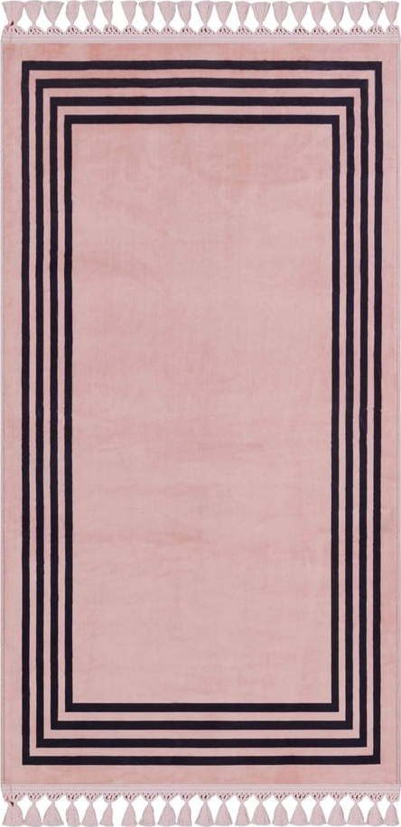 Růžový pratelný koberec běhoun 300x80