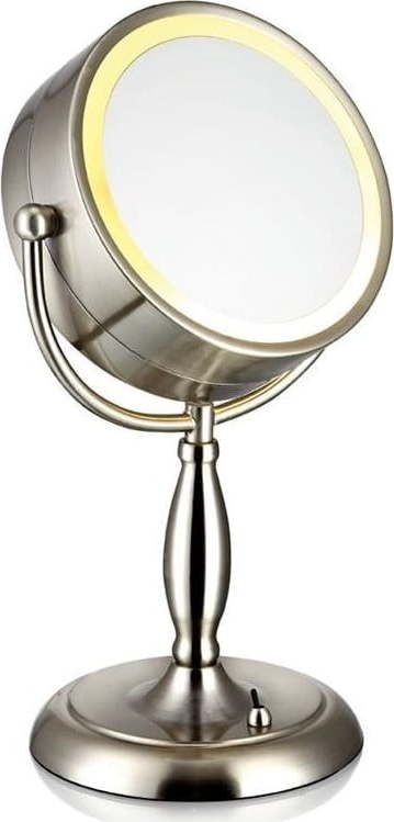 Stolní zrcadlo s osvětlením ve stříbrné barvě