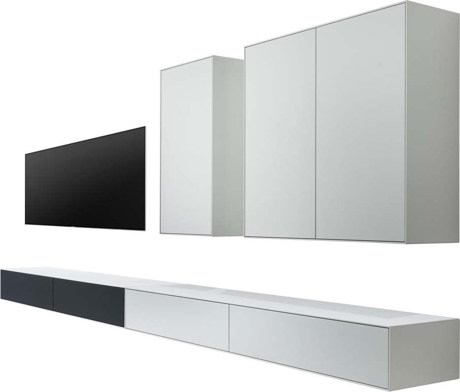 Černo-bílá sestava TV stolku a 2 komod Edge