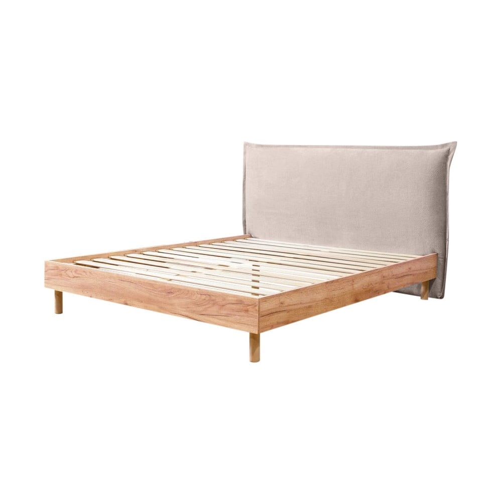Béžová/přírodní dvoulůžková postel s roštem 180x200 cm