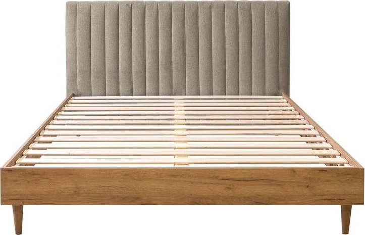 Béžová/přírodní dvoulůžková postel s roštem 180x200 cm