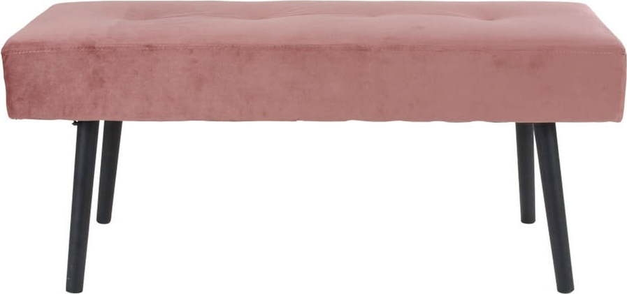 Růžová polstrovaná lavice se sametovým potahem