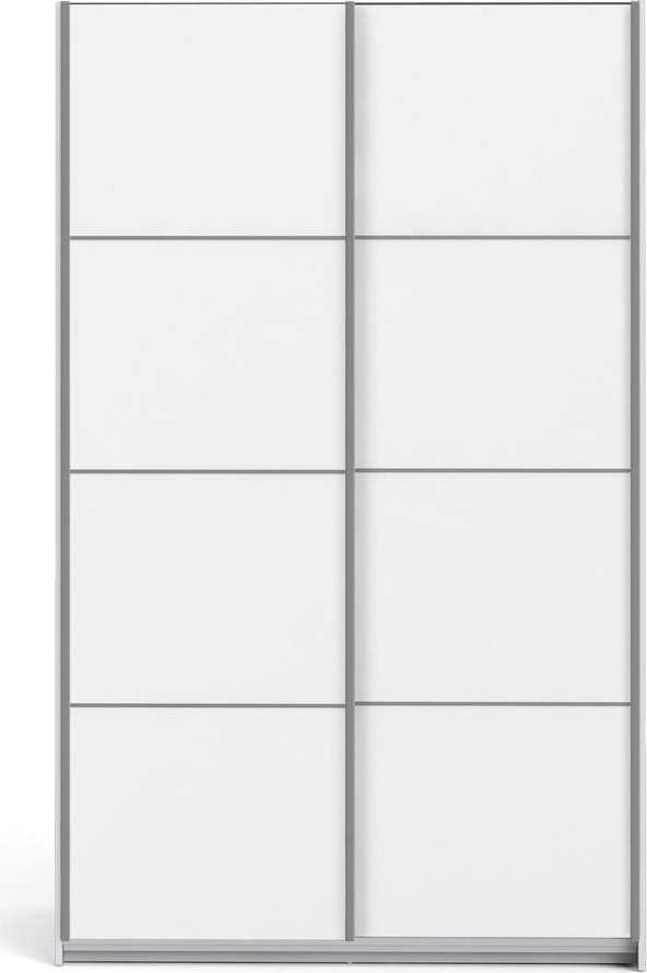 Bílá šatní skříň s posuvnými dveřmi 122x202