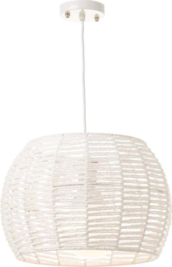 Bílé stropní svítidlo s bambusovým stínidlem ø