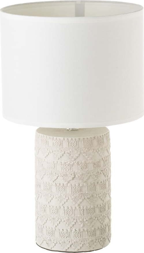 Bílo-béžová stolní lampa s textilním stínidlem (výška