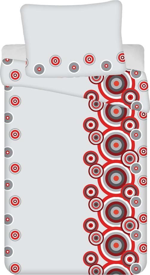 Červeno-bílé krepové povlečení na jednolůžko 140x200 cm