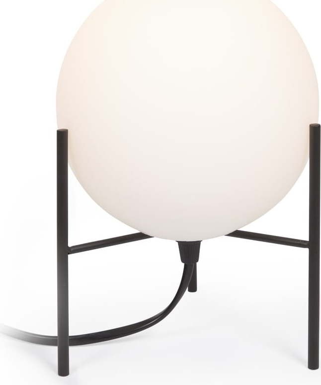 Bílo-černá stolní lampa se skleněným stínidlem (výška 22