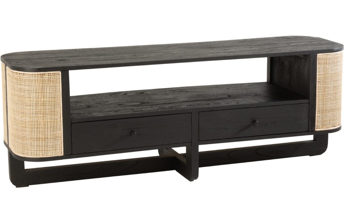 Černý dřevěný TV stolek J-line Meldo 140 x