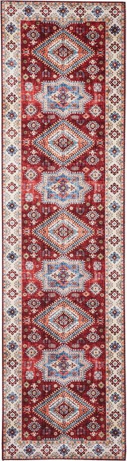 Červený/béžový koberec běhoun 225x60 cm Topaz