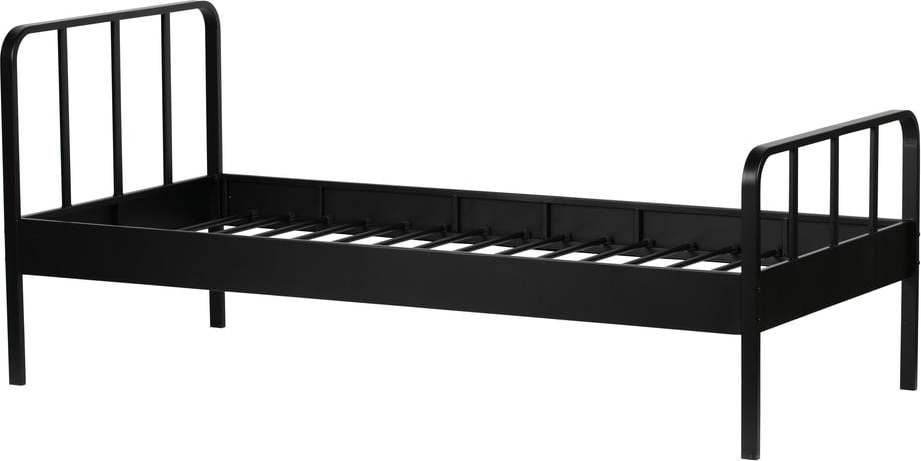 Černá kovová jednolůžková postel s roštem 90x200