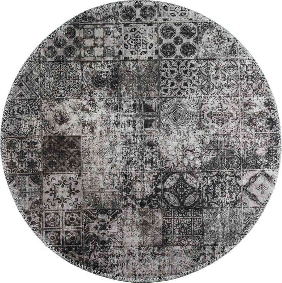 Šedý pratelný kulatý koberec ø 120