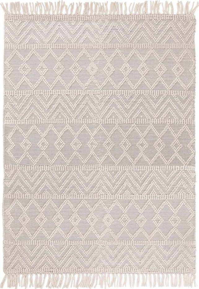 Světle šedý vlněný koberec 200x290 cm