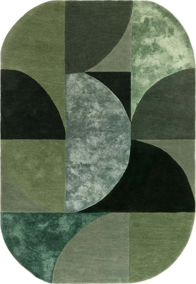 Tmavě zelený vlněný koberec 200x300 cm