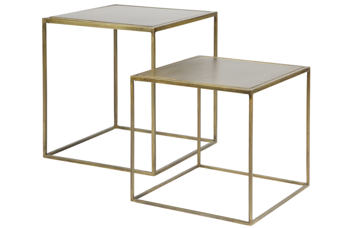 Hoorns Set dvou zlatých kovových odkládacích stolků Brassi