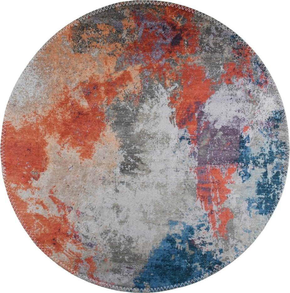 Modro-oranžový pratelný kulatý koberec ø 120