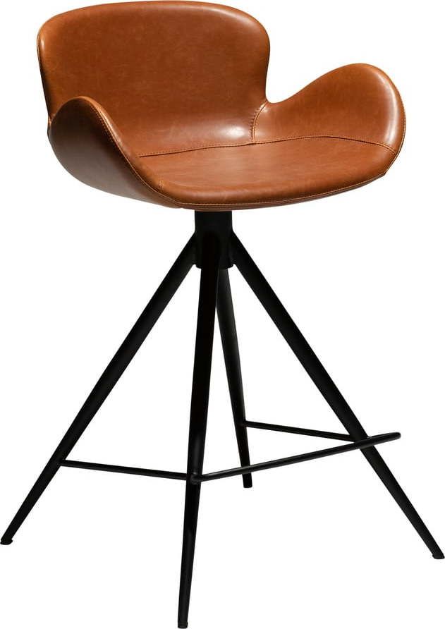 Koňakově hnědá barová židle z imitace kůže DAN–FORM