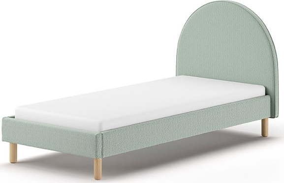 Zelená čalouněná jednolůžková postel s roštem 90x200