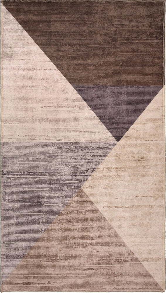Hnědo-béžový pratelný koberec běhoun 200x80
