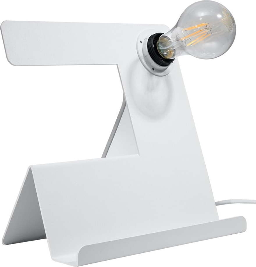 Bílá stolní lampa (výška 24 cm)