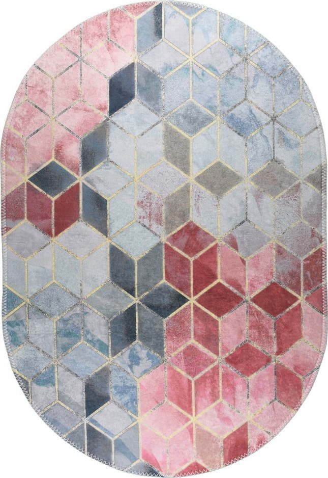 Růžovo-světle šedý pratelný koberec 60x100