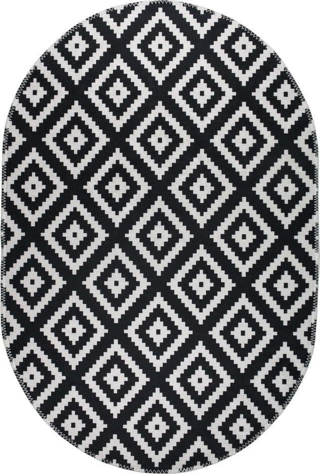 Černo-bílý pratelný koberec 80x120 cm