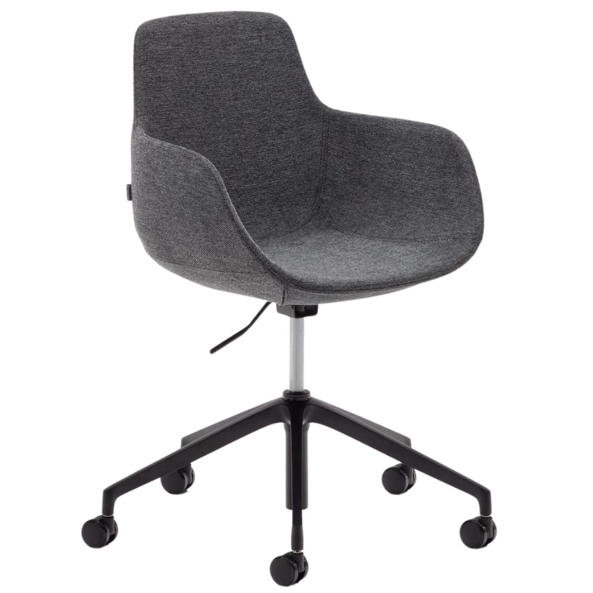 Tmavě šedá čalouněná otočná konferenční židle