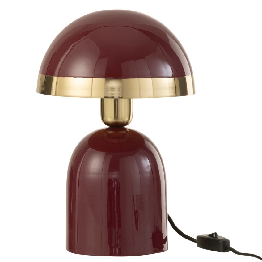 Vínově červená kovová stolní lampa